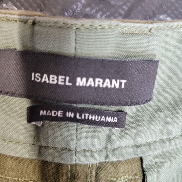Isabel Marant "Jessie" Olive Green Crop Pants Lace Up Size 40 8 10 US Military - Picture 12 of 13